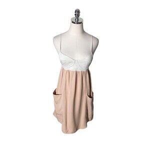 Wilfred Dress Women's Size 4 White Beige Sleeveless Open Back Pockets